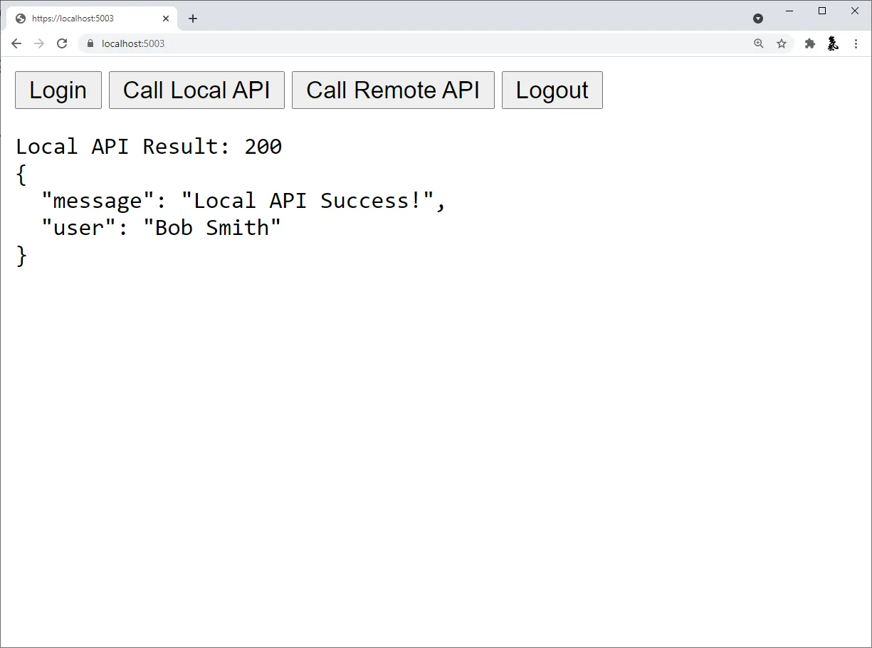 showing a successful JavaScript fetch call to an API endpoint